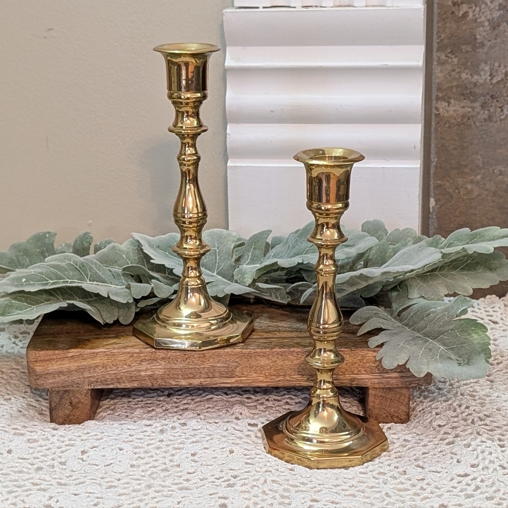 Carolina Brass Vintage 7 inch Candlesticks Set Of Two